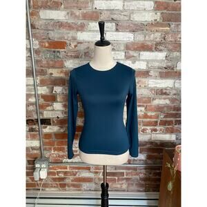 Tahari Modern Essentials Long Sleeve Top Teal Blue XS/TP